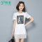 飘香2016夏季新款女装韩版修身打底衫 蕾丝拼接短袖T恤V2496 XXXL 白色