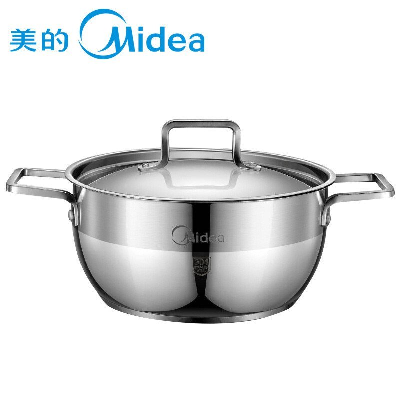 美的（Midea）汤锅304不锈钢锅具24cm家用加厚复底燃气电磁灶通用炊具TG24S3