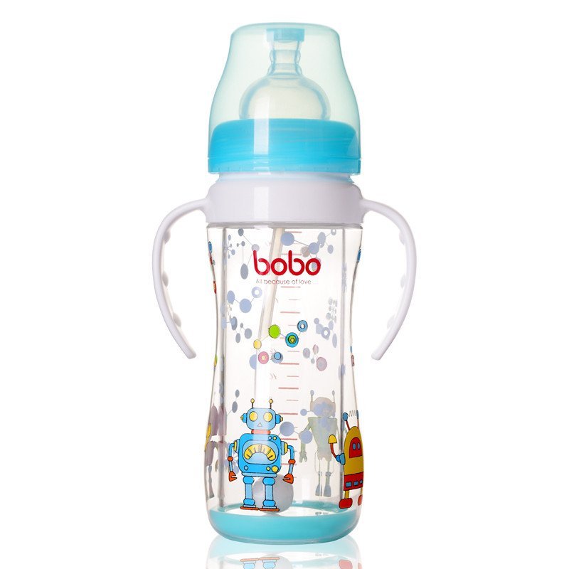 bobo乐儿宝安全玻璃自动奶瓶220毫升蓝色（BP530-B）