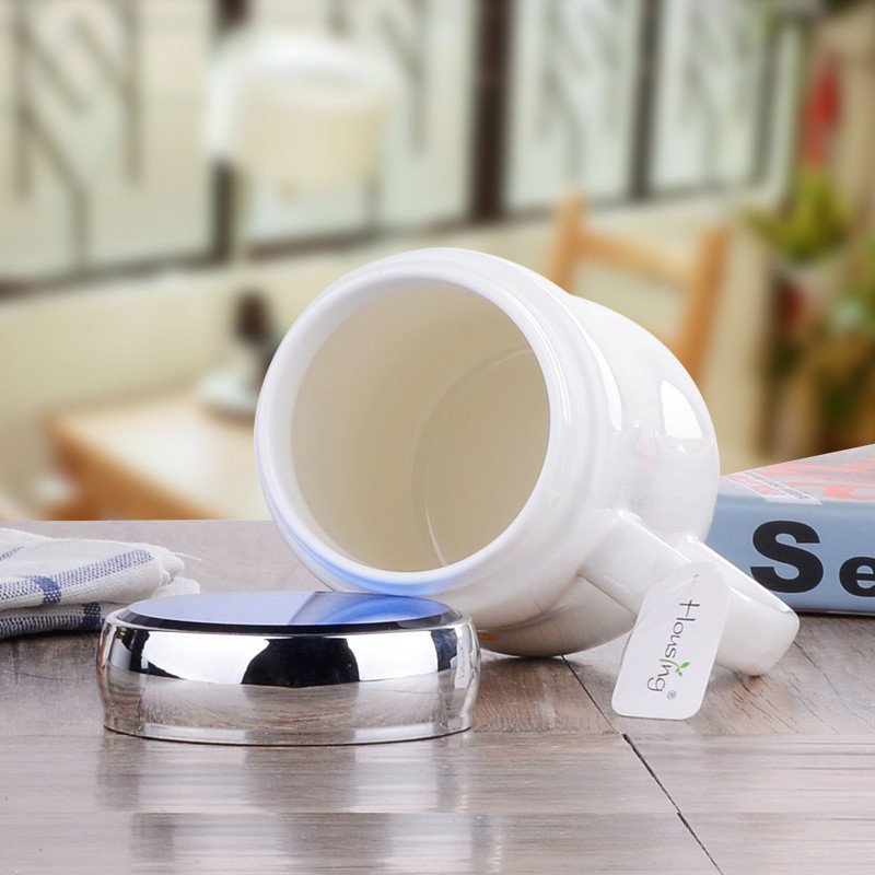 创意镜面盖子陶瓷杯马克杯杯子创意 情侣杯水杯个性大容量茶杯 1314