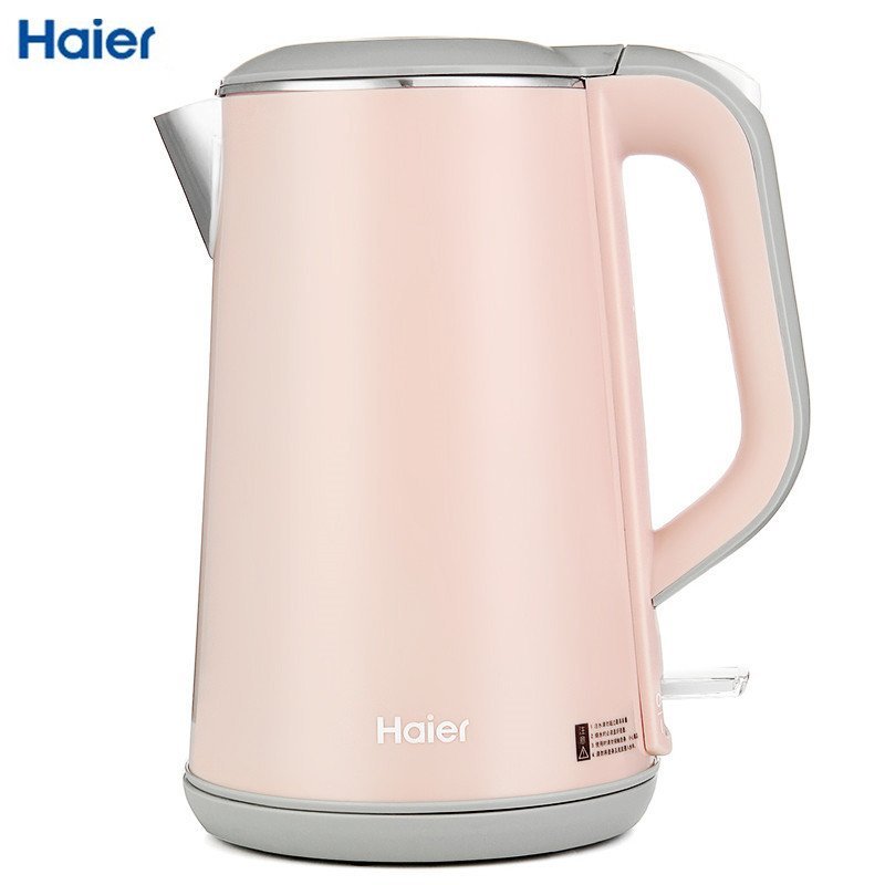 海尔(Haier)电水壶 HKT-2618A 双层防烫保温1.6升容量 304不锈钢 优质温控器 电烧开水壶