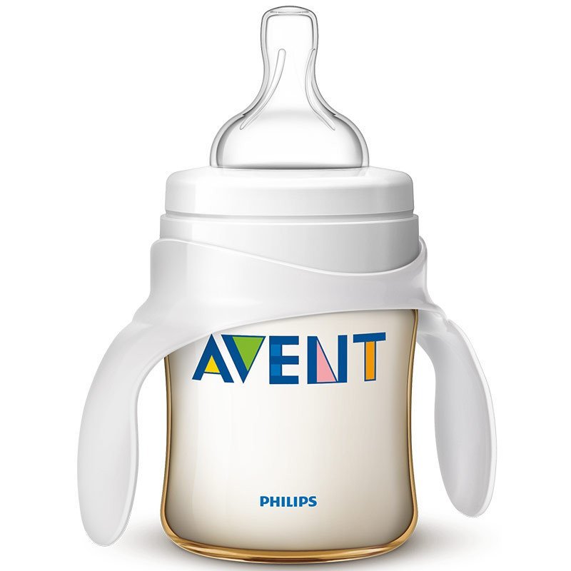 飞利浦 AVENT 新安怡宽口径经典PES奶瓶4oz/125毫升单个装带把手 SCF660/19 英国原装进口