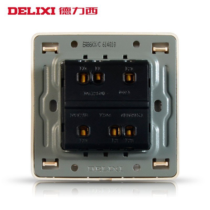 德力西开关插座面板 820系列香槟金墙壁开关面板一开多控荧光开关中途