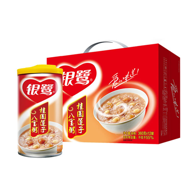 【苏宁超市】银鹭 桂圆莲子八宝粥 360g*12 速食粥 （新老包装交替发货）