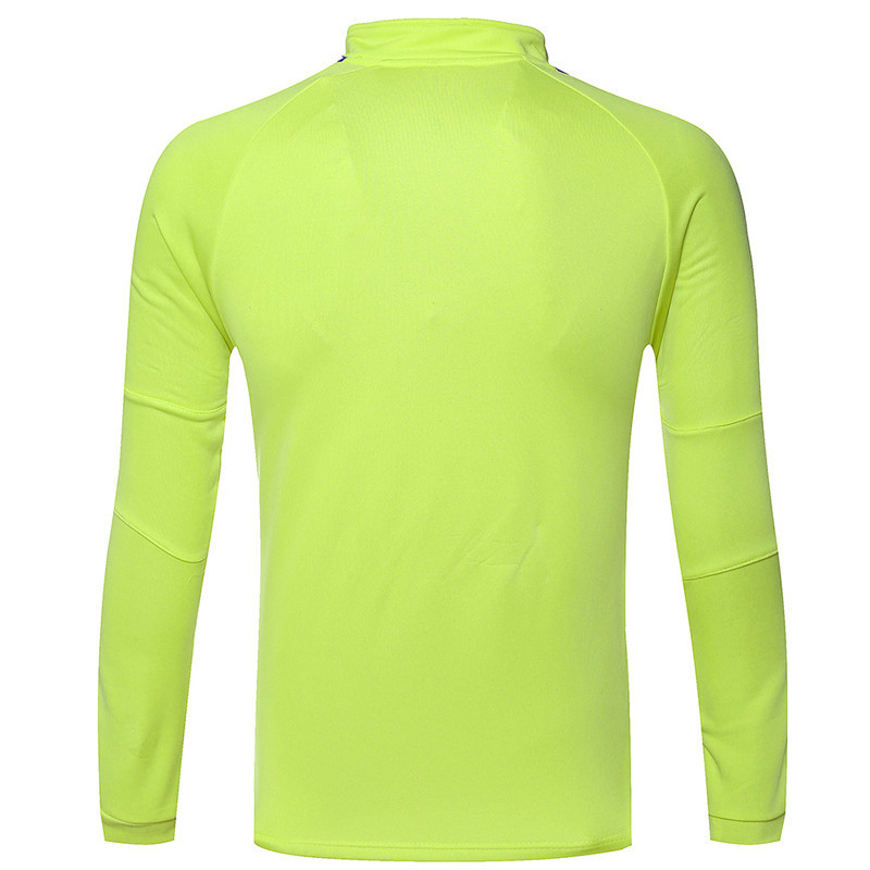 巴萨荧光绿队球服15-16欧冠秋冬长袖套头色足球训练服套装.