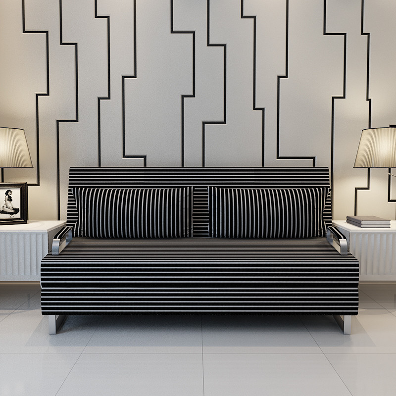 有居 uzjuz 多功能沙发床单人1米双人1.2米1.5米两用布艺小户型可折叠沙发床 黑白条纹1米