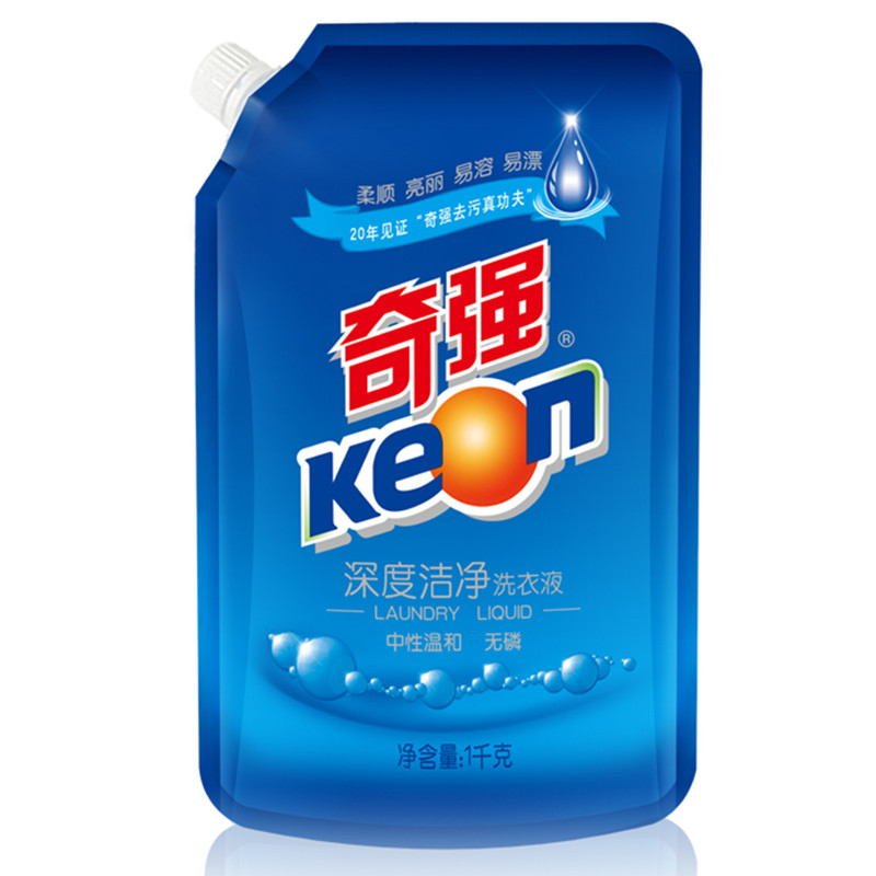 奇强洗衣液深度洁净1kg袋中性温和无磷