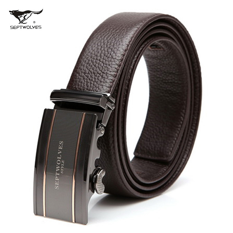 七匹狼(SEPTWOLVES)男士头层牛皮商务腰带 110-130cm 啡色