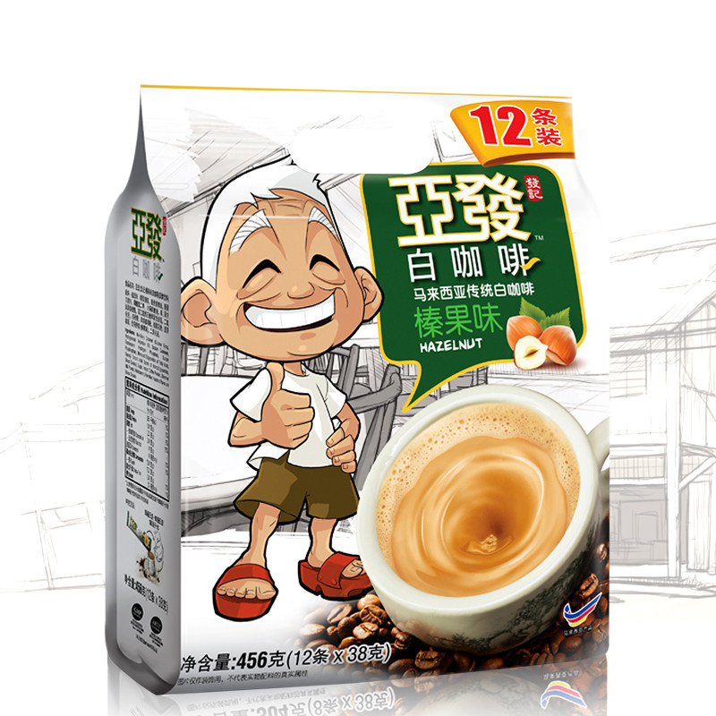 亚发（Ah Huat） 榛果味白咖啡456g（12*38g）/袋 马来西亚原装进口 速溶咖啡 饮料