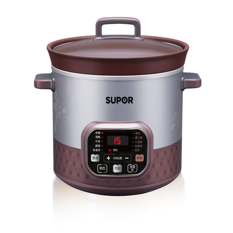 SUPOR/苏泊尔电炖锅DG50YC807-40 多功能天然红陶5L/5升大容量，底部侧壁双发热系统，15小时烹饪