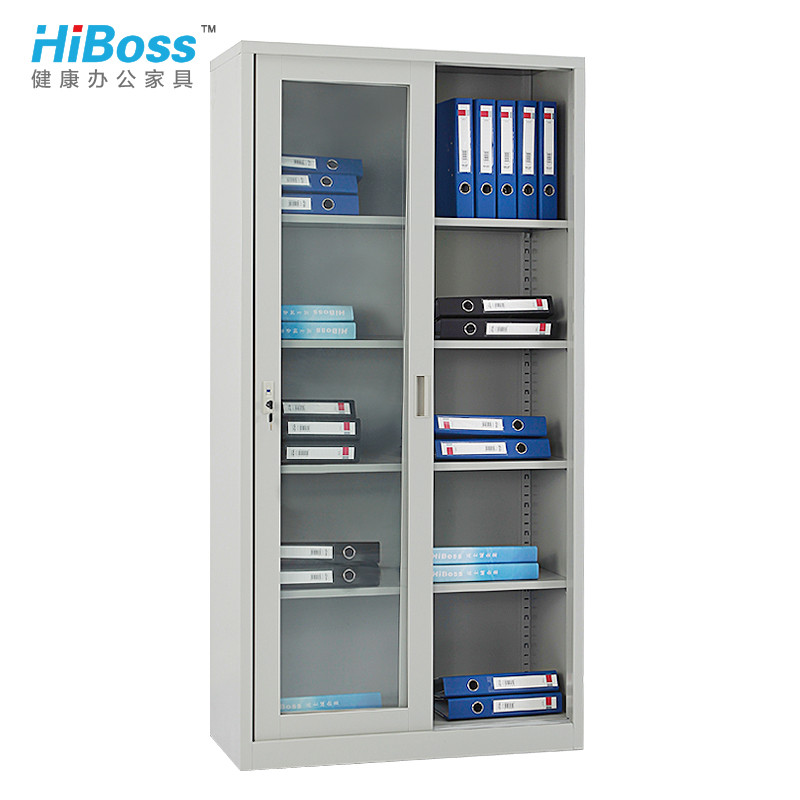 HiBoss通玻移门柜钢制文件柜玻璃门铁皮柜档案资料柜