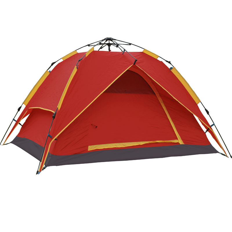 户外帐篷3-4人帐篷 旅游 登山帐篷全自动速开双人双层帐篷野营露营 砖红色