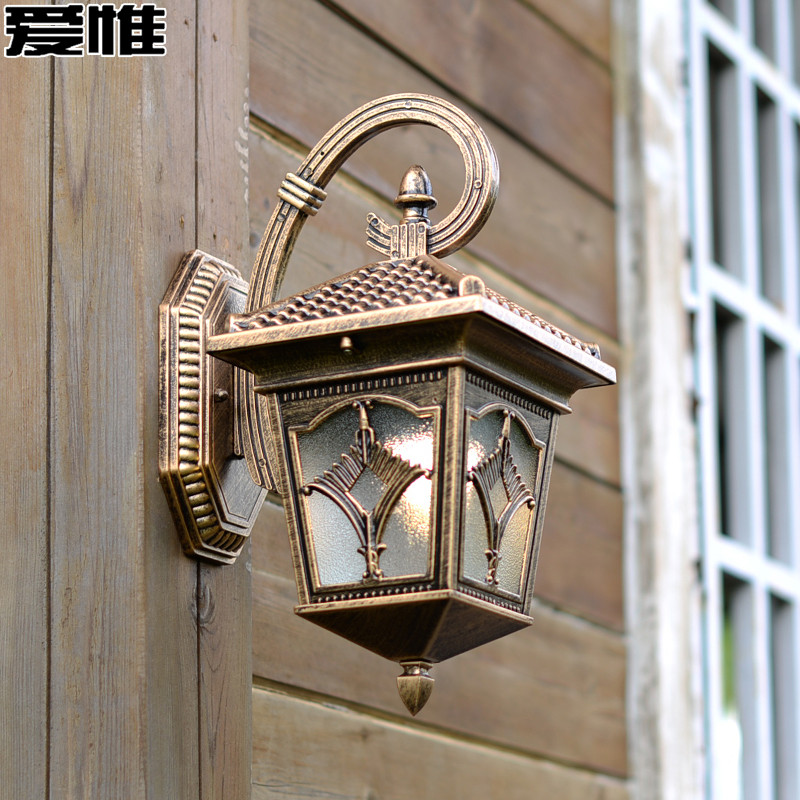 爱惟美式复古室外壁灯户外防水庭院灯led客厅过道阳台外墙灯B268 古铜色带7Wled暖光