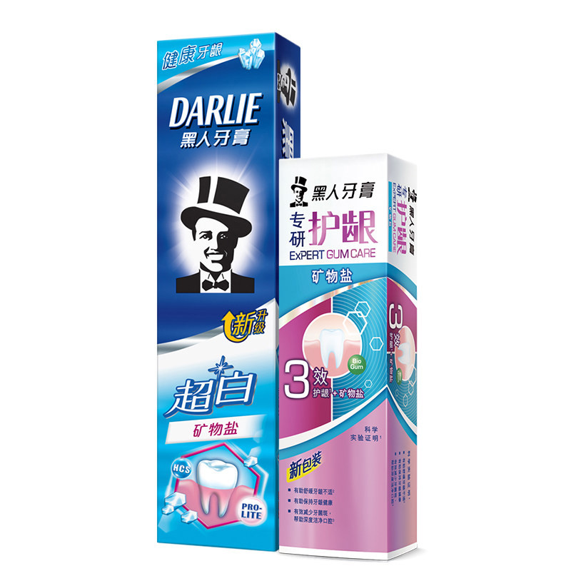 黑人超白矿物盐190g牙膏送赠促销装