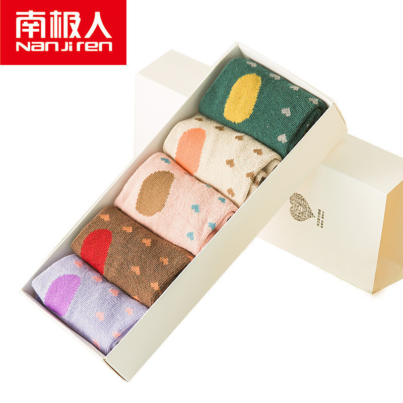 南极人【5双装】袜子女士中筒袜冬季保暖加厚兔羊毛袜韩版情侣袜秋冬款男袜p3044 均码 小鹿女