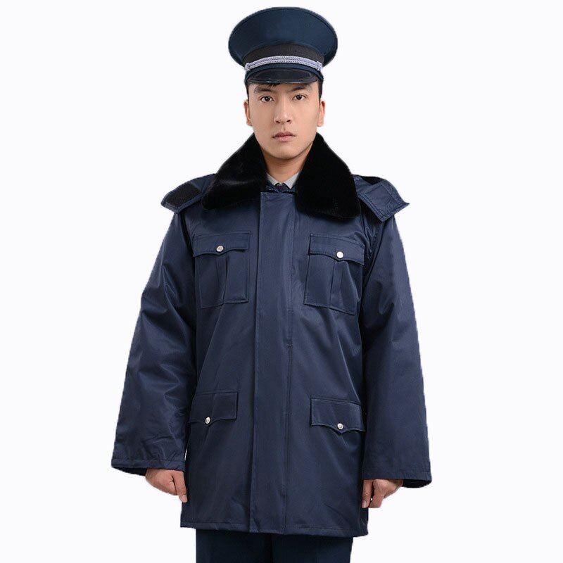 07式 保安户外大衣多功能军大衣棉服加厚保暖保安棉衣保安冬装上衣保暖棉衣户外军迷作训服套装H001 XXL-180 藏蓝色上衣