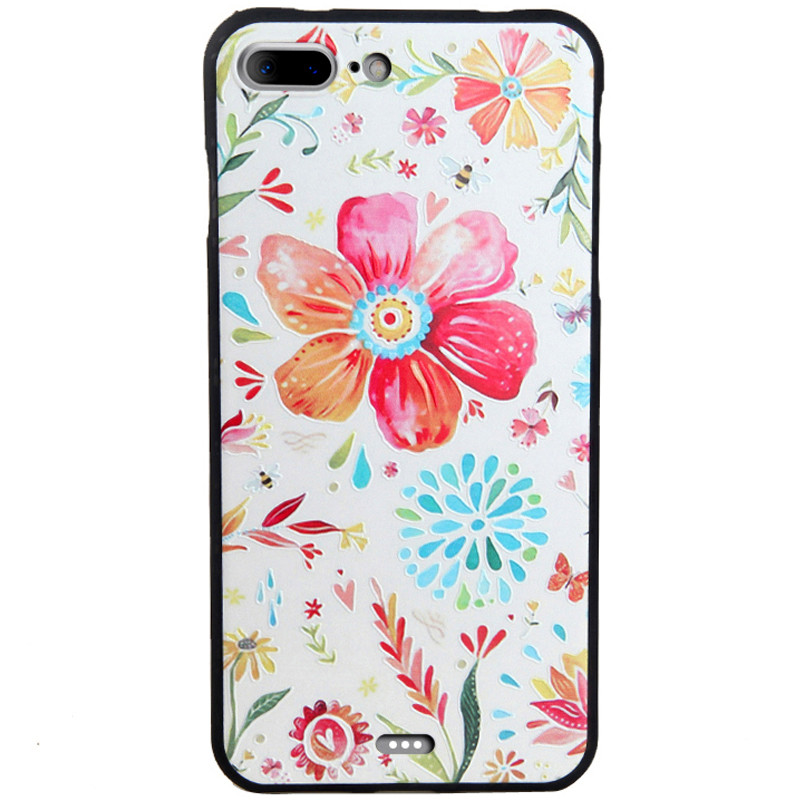 魅爱琳 苹果7plus手机套 卡通浮雕软套 iPhone8 Plus手机壳 5.5保护套 保护壳外壳 全包防摔可爱男女 【iPhone7&8Plus】5.5★繁花锦簇