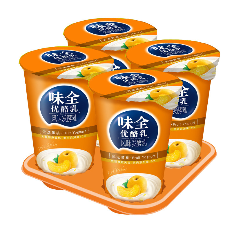 味全优酪乳脱脂黄桃果粒180g*4
