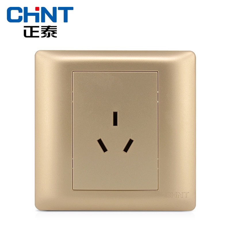 正泰电工墙壁开关插座E7A 大功率三极插座 空调插座16A三孔插座 三孔16A 香槟金