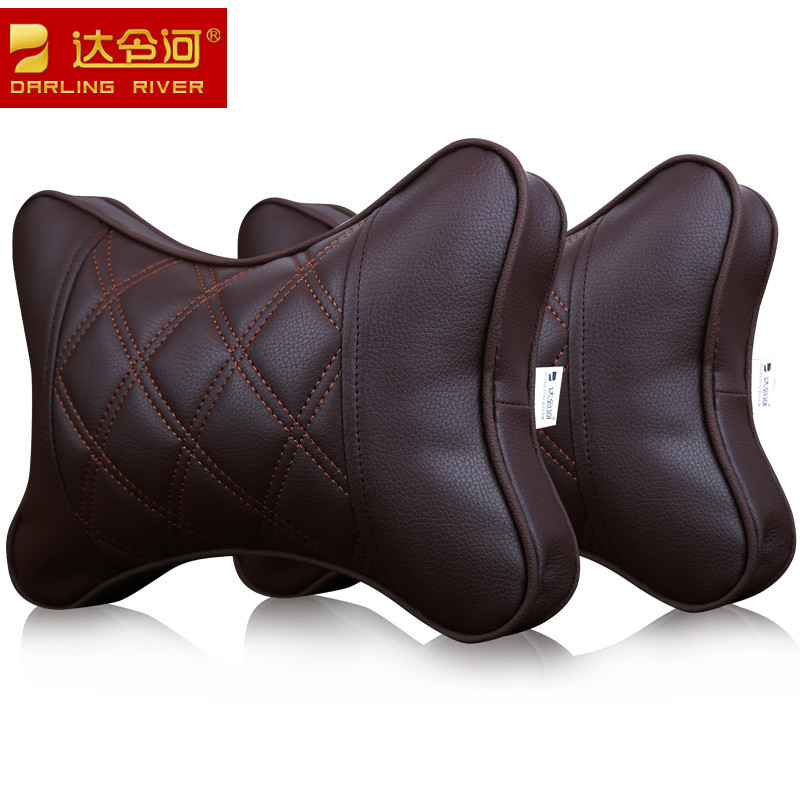 达令河 陆风 X5 X7 X8 X9 X6 风尚 莲花 竞速 竞悦 理念S1 皮革头枕 3D立体菱形格皮革款-咖啡色-对装