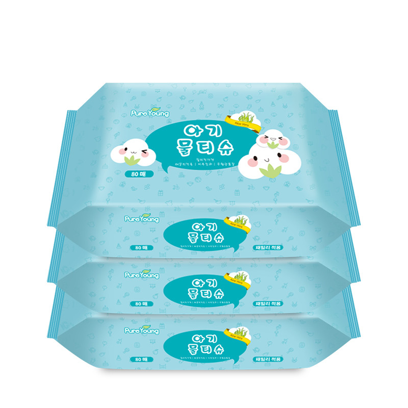 飘漾（Pureyoung）婴幼儿湿巾80片*3包 经济便利型