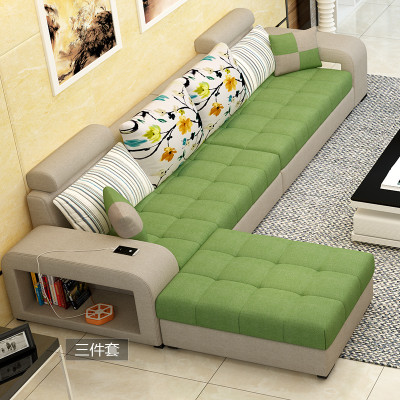 爱维斯 沙发 布艺沙发 组合u型沙发 可充电 六件套约36米