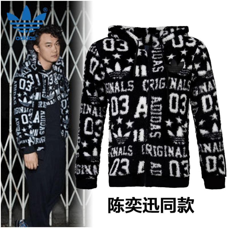 阿迪达斯三叶草男外套2016秋冬宽松加绒连帽保暖运动服夹克AY8621 M180/100 AC0482/毛绒保暖