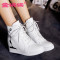 金狒狒新款韩版内增高舒适短靴中筒靴子秋冬女靴保暖厚绒雪地靴秋冬女靴 白色 37码