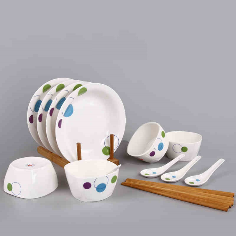 冠福 团圆16头碗碟餐具瓷器创意家用中式饭碗菜盘套装