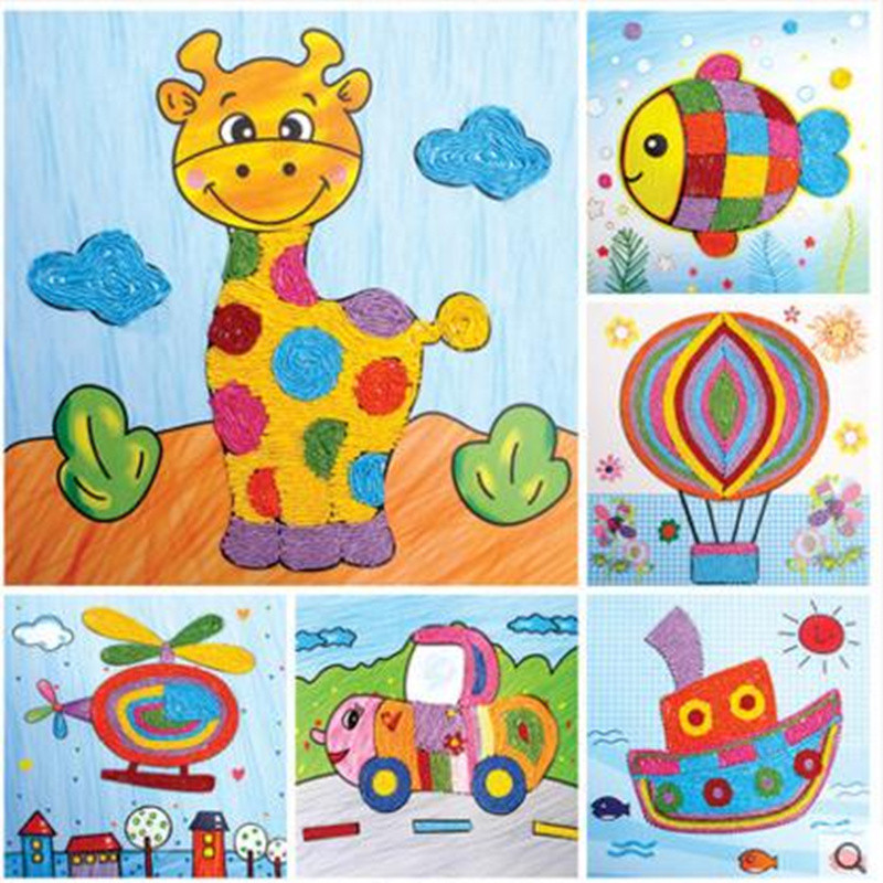 儿童纸绳画diy材料包幼儿园美劳手工课粘贴画环保材质