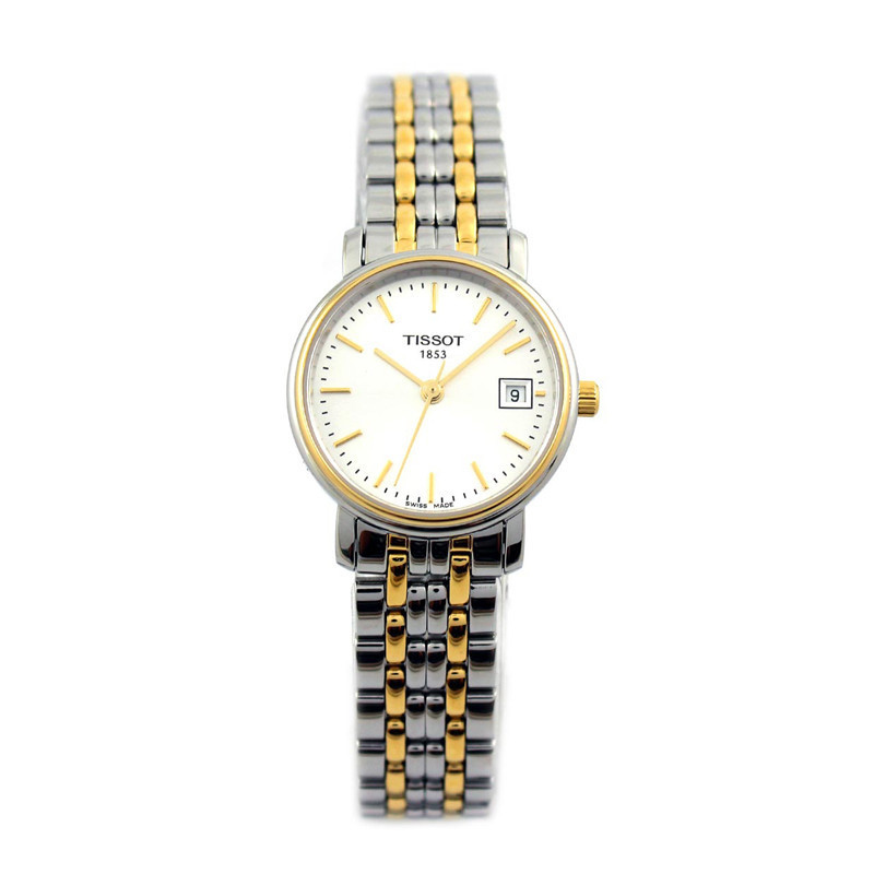 天梭TISSOT 经典系列情侣表钢带白盘石英女表 天梭手表T52.1.281.31 T52.2.281.31（间金钢带）
