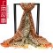 上海故事100%羊毛围巾韩版秋冬保暖羊毛披肩 蓝灰色条小碎花