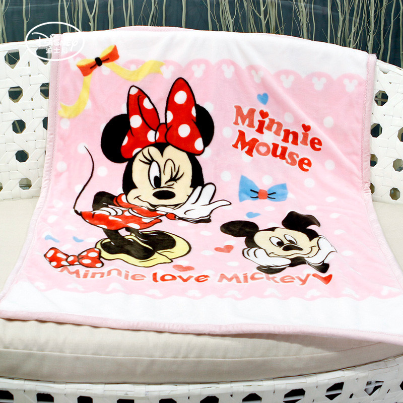 Disne/y迪士尼婴儿毛毯新生儿童单层空调被拉舍尔毯子宝宝礼盒100*140cm 米妮单层空调毯(粉) 100*140cm