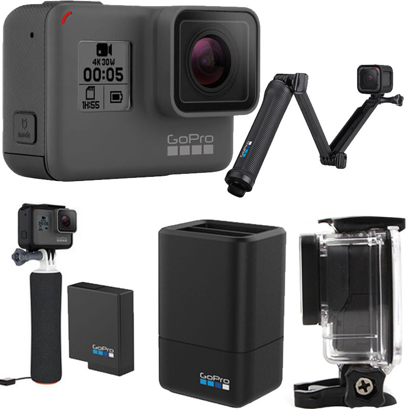 GoPro HERO 5 Black运动摄像机 含潜水专业版配件套包（电池+双电充电器+三向自拍杆+可漂浮手柄+防水壳）
