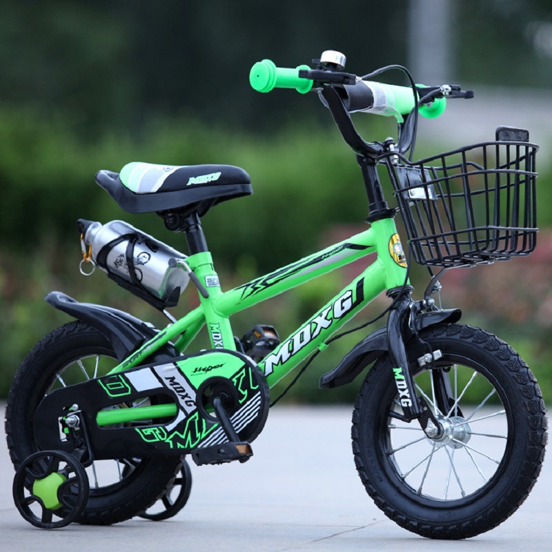 志灵童儿童自行车滑轮自行车儿童男童山地自行车12寸14寸16寸18寸运动版儿童山地车 1-8岁 绿色 16寸