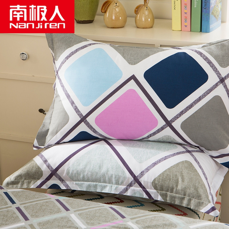 南极人(NanJiren)家纺 全棉斜纹枕套2个 纯棉枕套两只装 枕套一对48*74cm 48*74cm/一对装 清丽花香-紫