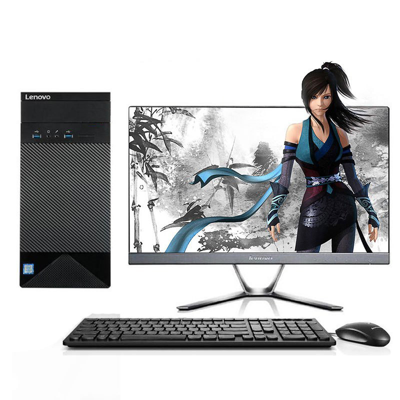 联想(Lenovo)家悦3055台机+23双超显示器（E2-7110 4G 500G 无光驱 WIFI 教育软件）
