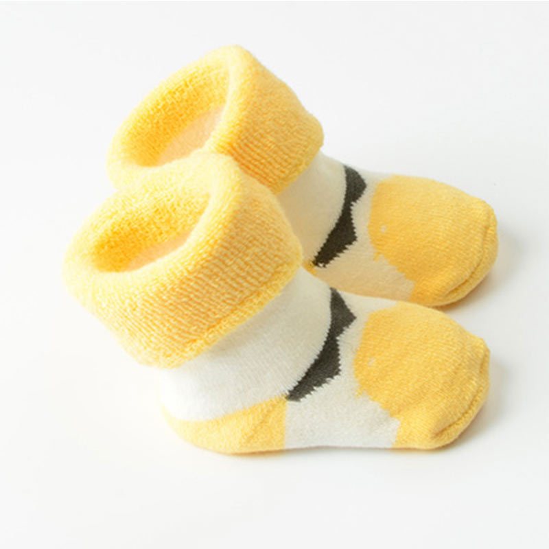保暖毛圈袜婴幼儿童加厚袜子新生儿纯棉袜子宝宝0-1-3岁儿童松口 1-3岁 黄色鲸鱼