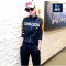 adidas阿迪达斯运动服套装女2017春秋新款修身女装长袖长裤跑步休闲卫衣两件套 M 深蓝色1811