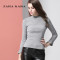 ZARA KARA喇叭袖半高领针织打底衫毛衣女套头秋冬季紧身毛线衣薄修身百搭 L 藕粉色