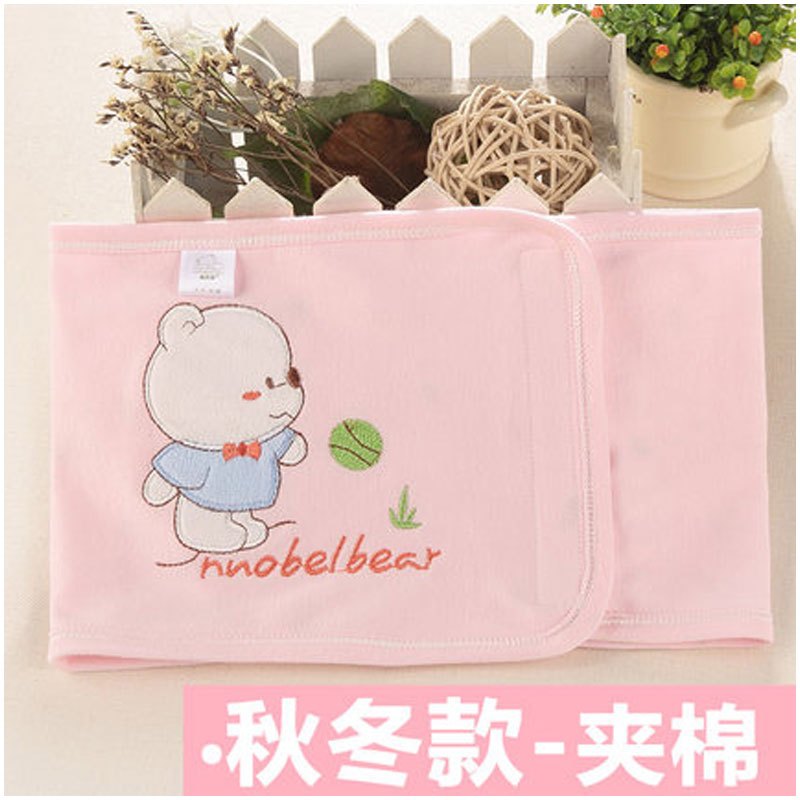 婴儿护脐带2017新品简约可爱小清新多款多色可选秋冬保暖新生儿护肚围宝宝护肚子肚脐腹围腹卷肚围 100cm(L码建议6-36个月) 熊宝宝粉:夹棉