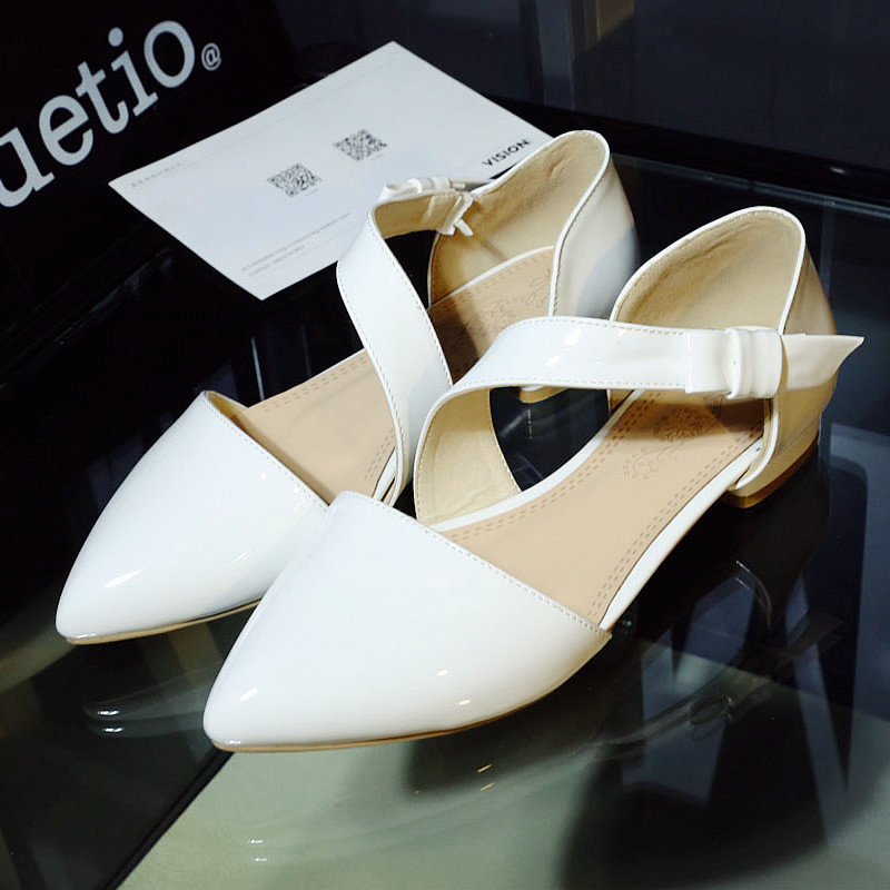 金狒狒春季新款尖头低跟包头包跟单鞋公主鞋 白色 38码