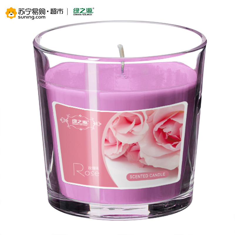 绿之源香薰蜡烛玻璃杯蜡 玫瑰味255g 浪漫表白无烟熏香去除异味烛台室内香氛 Z-0981