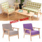 淮木（HUAIMU） 日式单人沙发小户型双人椅布艺实木小沙发椅宜家休闲椅卡座咖啡椅 海青色