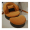 淮木（HUAIMU） 懒人沙发单人椅创意可爱简约布艺小户型可拆洗卧室阳台1868 黄白+脚踏