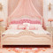 淮木（HUAIMU） 韩式田园床公主床欧式床双人床粉色实木高箱储物床 气压结构白色雕花