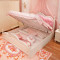 淮木（HUAIMU） 韩式田园床公主床欧式床双人床粉色实木高箱储物床 气压结构粉色雕花