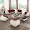 淮木（HUAIMU） 创意休闲沙发 个性单人三位简约现代真皮小户型客厅组合沙发5938 1+1+3真皮
