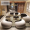 淮木（HUAIMU） 创意休闲沙发 个性单人三位简约现代真皮小户型客厅组合沙发5938 1+1+3+脚踏环保皮