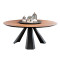 美式实木餐桌椅组合现代简约圆形餐桌铁艺圆桌饭桌6人餐桌组合 直径120cm